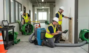 Structural drying equipment removing hidden moisture in Lancaster, PA home after water damage